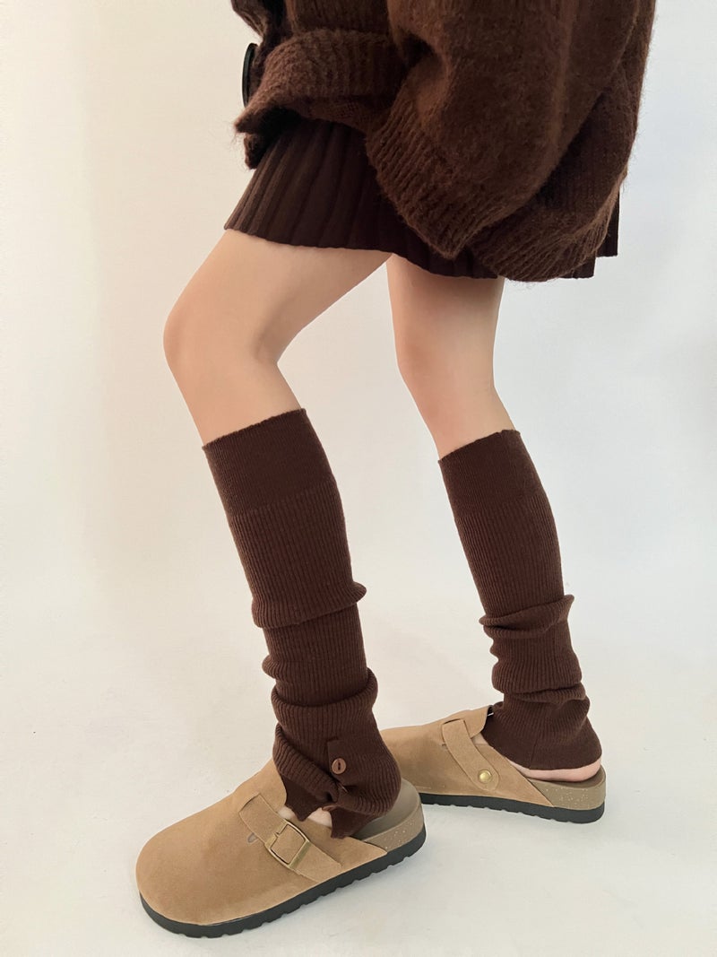 Wool Pile Leg Cover Side Buttons Lazy Socks Angora Red Vintage Y2K Girl Calf Socks Cover - Image 1